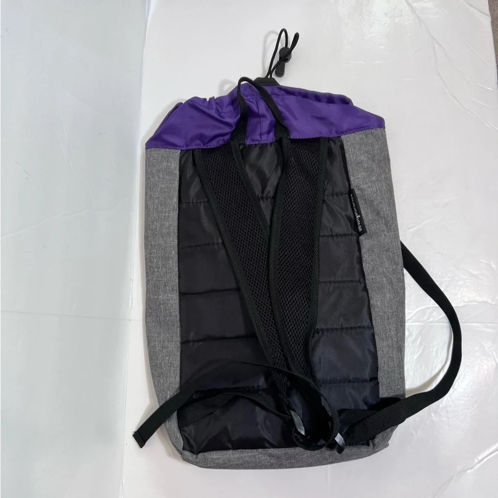 Gray and Purple LSU Drawstring Backpack